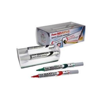 pentel Marqueur pour tableau blanc MAXIFLO Slim Bleu/Vert/Rouge/Noir pentel Marqueur pour tableau blanc MAXIFLO Slim Bleu/Vert/Rouge/Noir