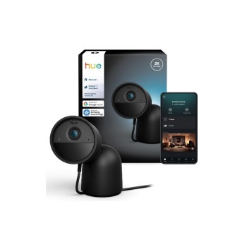 Philips Hue Secure Kamera 2K, kabelgebundene mit Standfuss, schwarz