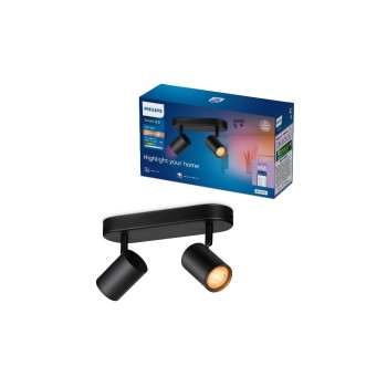 Philips Smart Lighting Spot intelligent à 2 flammes, noir, GU10, 16 millions de couleurs Philips Smart Lighting Spot intelligent à 2 flammes, noir, GU10, 16 millions de couleurs