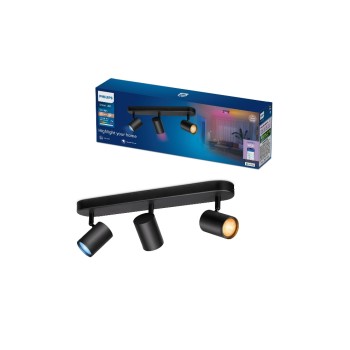 Philips Smart Lighting Spot intelligent à 3 flammes, noir, GU10, 16 millions de couleurs Philips Smart Lighting Spot intelligent à 3 flammes, noir, GU10, 16 millions de couleurs