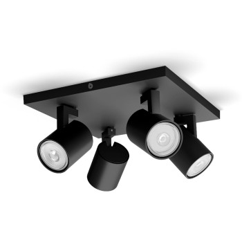 Philips, Aufbauspot MyLiving Runner, 4 x GU, plate/spiral, black, 4x20W, 230V