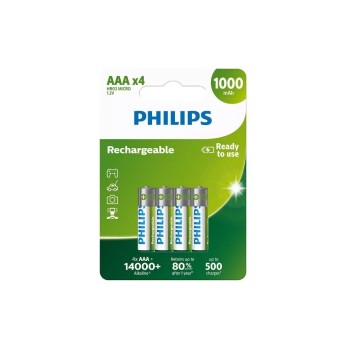 Philips Akku Rechargeable AAA, 1000 mAh, AAA Nickel-Metall-Hydrid; 4 Stück