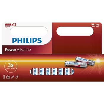 Philips Batterie Power Alkaline AAA, 1.5 V, LR03 Alkaline; 12 Stück