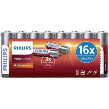 Philips Batterie Power Alkaline AA, 1.5 V, LR6 Alkaline; 16 Stück