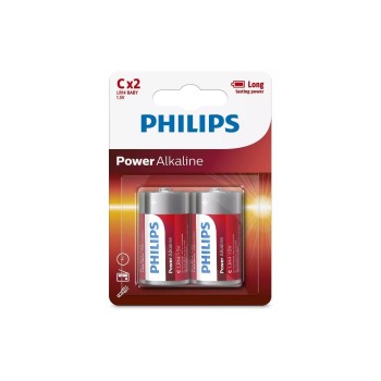 Philips Batterie Power Alkaline C, 1.5 V C, LR14 Alkaline; 2 Stück