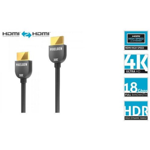 Pixelgen, HDMI 4K 18Gbps Kabel, 3 Meter, HDMI Kabel - THX zertifiziert - 3,00m