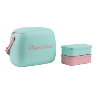 Polarbox CoolerBag, cyan 6l + 2 Frischhalte-Dosen cyan & rosa
