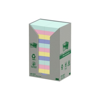 3M Post-it Recyclign Notes farbig, 24 Blöcke à 100 Blatt 51 x 38 mm