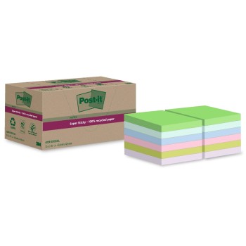 3M Post-it Recycling Notes 2x 6 Farben, 12 Blöcke à 70 Blatt , 47.6 x 47.6 mm