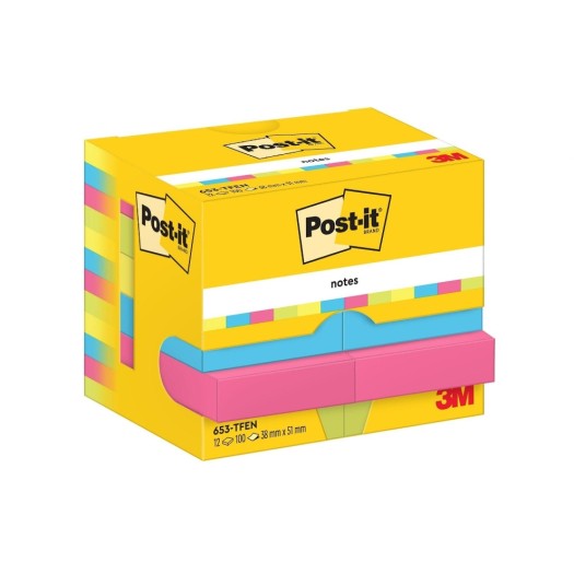 Post-it Fiche de bloc-notes Energy 51 x 38 mm, Multicolore, 12 blocs