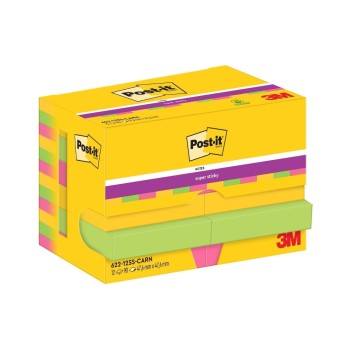 3M Post-it Super Sticky Carnival, 12 Blöcke à 90 Blatt, 47 x 47  mm