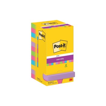 3M Post-it Super Sticky, liniert, 12 Blöcke à 90 Blatt, 76x76 mm