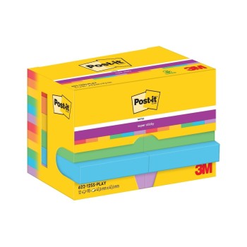 3M Post-it Super Sticky Playful Collection, 12 Blöcke à 90 Blatt, 47 x47 mm