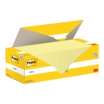 Post-it Fiche de bloc-notes 3M, 76 x 76 mm, 18+6 blocs, jaune