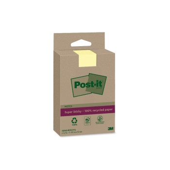 3M Post-it Recycling Notes yellow liniert, 4 Blöcke à 45 Blatt , 102 x 152 mm
