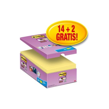 3M Post-it Super Sticky Notes yellow, 16 Blöcke à 90 Blatt , 76 x 127  mm