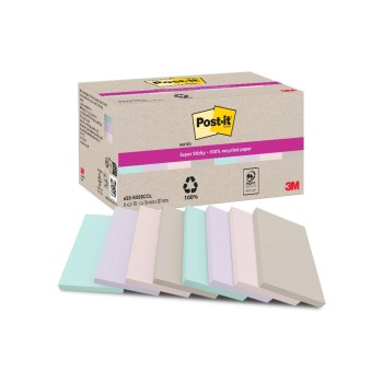 3M Post-it Super Sticky Recycling Notes, 8 Blöcke à 70 Blatt, 127x76mmm, div. Farben