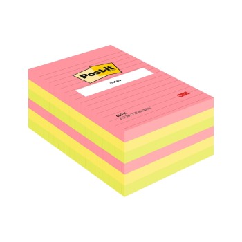 Post-it Haftnotizen Neon Liniert PEFC, 101 x 152 mm, 6 Stück à 100 Blatt Post-it Haftnotizen Neon Liniert PEFC, 101 x 152 mm, 6 Stück à 100 Blatt