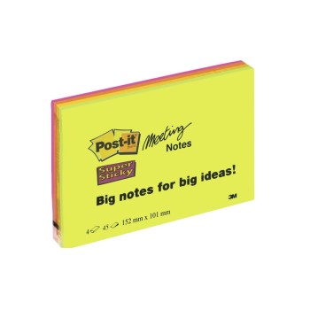 3M Post-it Super Sticky Grossformate, 4 Blocks à 45 Blatt - 98.4 x149mm