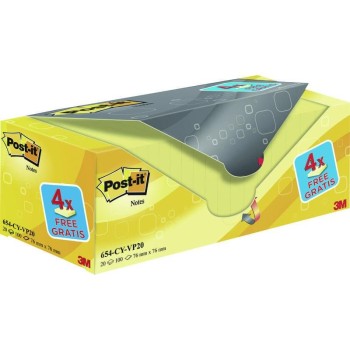 3M Post-it, Haftnotizen, 76 x 76 mm, Im Vorteilspack: 16 Blöcke + 4 gratis = 20