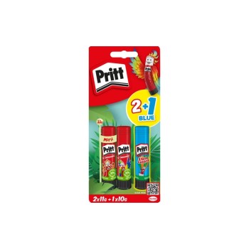 Pritt Bâton de colle 2x11g + 1x10g, Bleu, Rouge Pritt Bâton de colle 2x11g + 1x10g, Bleu, Rouge