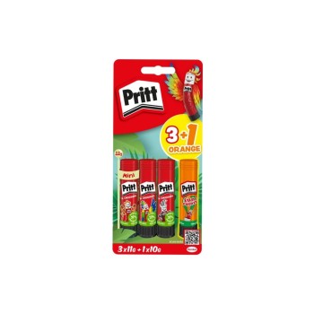 Pritt Bâton de colle 3x11g + 1x10g, Orange, Rouge Pritt Bâton de colle 3x11g + 1x10g, Orange, Rouge