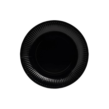PRO nappe Einweg-Teller Schwarz, 20 Stück, D: 23 cm, Karton, plastikfrei