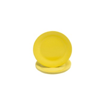 PRO nappe Einweg-Teller yellow, 20 Stück, D: 23 cm, Karton, plastikfrei