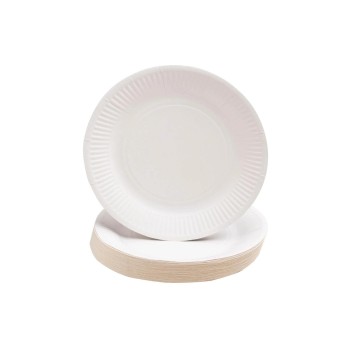 PRO nappe Einweg-Teller white, 50 Stück, D: 23 cm, Karton, plastikfrei