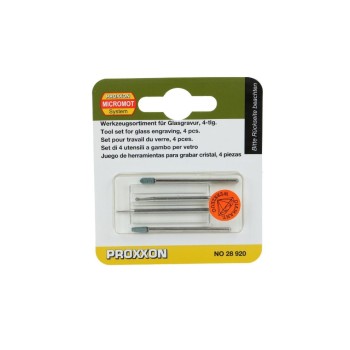 Proxxon Glasbearbeitungs-Set, 4-teilig, 2+2 Stifte, Diamant and Siliciumkarbid