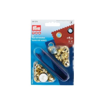 Prym Œillets + rondelles 8 mm, Or, 24 pièces