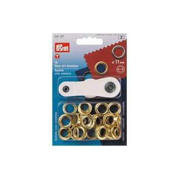Prym Œillets + disques 11 mm, Or, 15 pièces