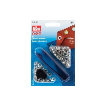 Prym Œillets + rondelles 4 mm, Argent, 50 pièces