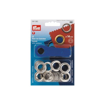 Prym Œillets + disques 14 mm, Argent, 10 pièces