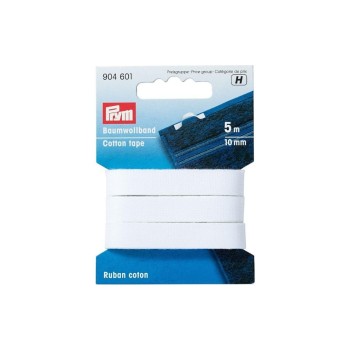Prym Bande en coton Blanc, 5 m x 10 mm Prym Bande en coton Blanc, 5 m x 10 mm