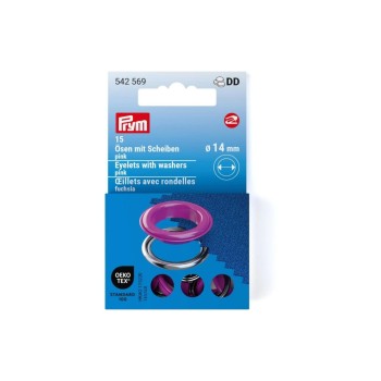 Prym Œillets avec disques 15 pièces, rose-argent