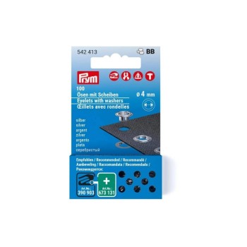 Prym Œillets avec disques 100 pièces, argent