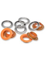 Prym Ösen with Scheiben , orange-silver, 14 mm, 15 Stk., 100% MS