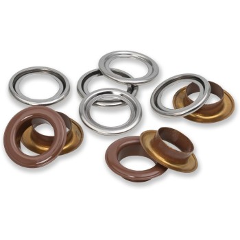 Prym Œillets avec disques 15 pièces, brun foncé-argenté