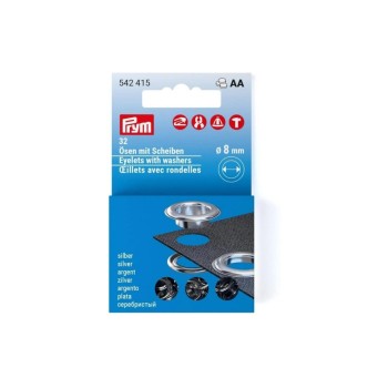 Prym Œillets avec disques 32 pièces, argent