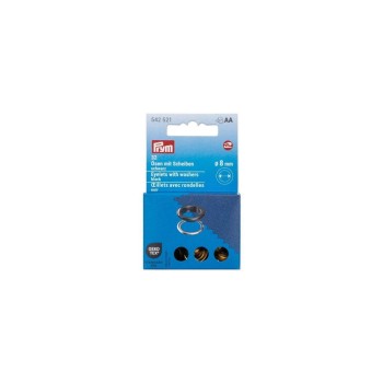 Prym Œillets avec disques, 8 mm noir, argent Prym Œillets avec disques, 8 mm noir, argent
