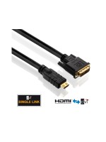 PureInstall, Adaptercâble HDMI/DVI, 10.00m,  1080p, vergoldete Stecker