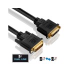 PureInstall, DVI Verlängerung 1m, Dual-Link, Stecker 24+1 auf Buchse 24+1