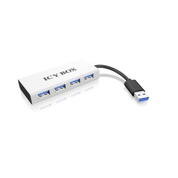 ICY BOX IB-AC6104, white, 4x USB3.0 Hub,, mit integriertem cable, Plug & Play ICY BOX IB-AC6104, white, 4x USB3.0 Hub,, mit integriertem cable, Plug & Play