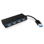 ICY BOX IB-AC6104-B, 4x USB3.0 Hub, noir, mit integriertem câble, Plug & Play