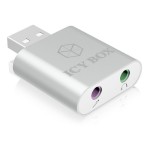ICY BOX IB-527 USB zu Mikrofon und Kopfh, verbindet PC mit Kopfhörer und Mikr.-Buchse
