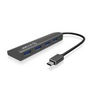 ICY BOX IB-AC6405-C, gris, 4x USB3.0 Hub,, mit integriertem câble, USB Type-C