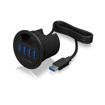 ICY BOX IB-Hub140, USB3.0 Tisch-Hub 4x Port, Tisch-Hub avec 4 Ports Type-A et Staubschu ICY BOX IB-Hub140, USB3.0 Tisch-Hub 4x Port, Tisch-Hub avec 4 Ports Type-A et Staubschu