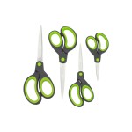 Rapesco Ciseaux Soft Grip Noir/vert, 4 pièces, Acier inoxydable, Universel
