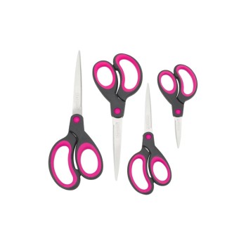 Rapesco Ciseaux Soft Grip Noir/rose, 4 pièces, Acier inoxydable, Universel Rapesco Ciseaux Soft Grip Noir/rose, 4 pièces, Acier inoxydable, Universel